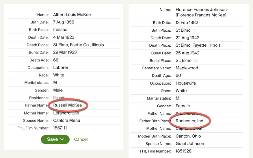 McKee death records